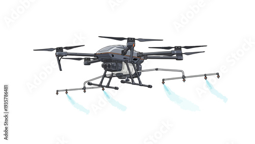 Drone with sprayer system.