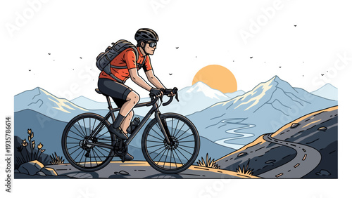 Man Riding Mountain Bike.