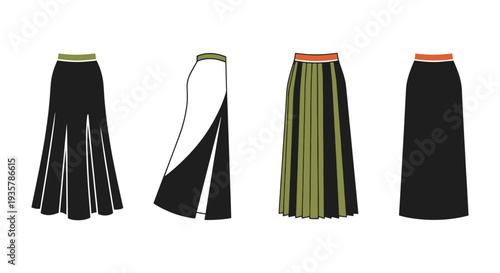 Maxi Skirt Line art vector bold creative color illustration