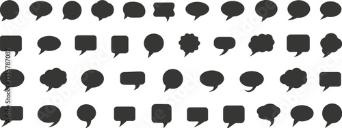 Speech bubble silhouettes set, chat and dialogue balloon icons collection, comic talk boxes and message clouds black vector illustration