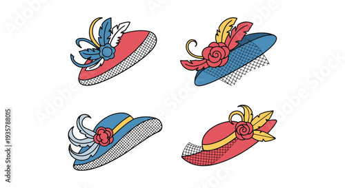 Fascinator Line art vector clean vibrant tone illustration