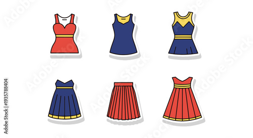 Fashion Sticker Line art modern bold color illustration