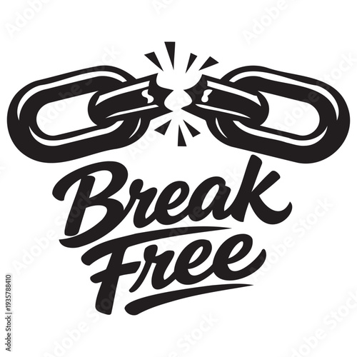 Broken chain design symbolizing freedom and liberation from constraints with a powerful visual impact