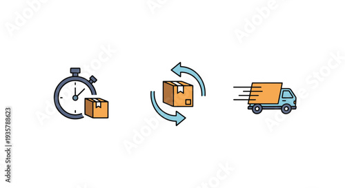 Fast Delivery Line clean bright color illustration