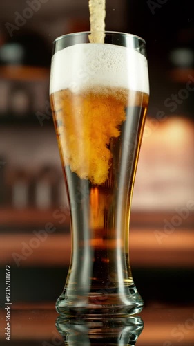 Super slow motion of pouring beer into pint . Filmed on high speed cinema camera, 1000 fps .