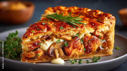 A chicken and mushroom pie ...