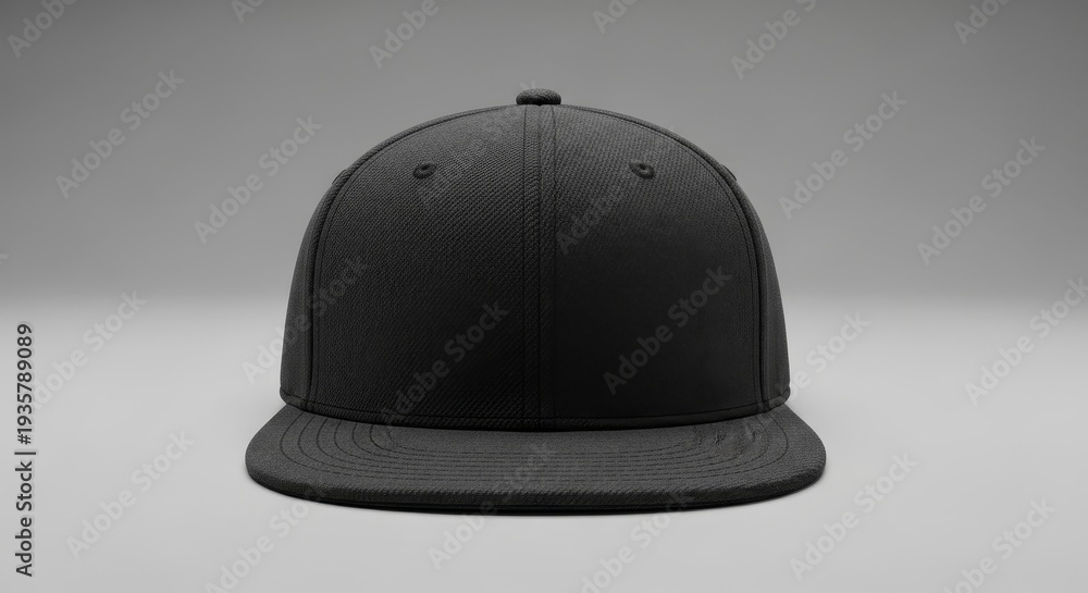 Fototapeta premium Black Baseball Cap on Grey Background.