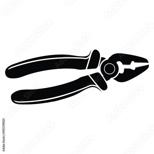 Minimalist black and white pliers vector ideal for engineering repair industrial tool concepts and clean technical design illustrations