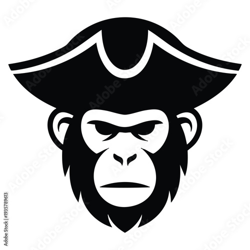Monkey pirate sea logo template design in vector illustration style suitable for nautical branding adventure mascot treasure theme and ocean concepts