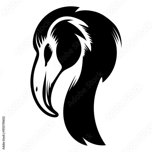 Flamingo beak detailed silhouette tattoo