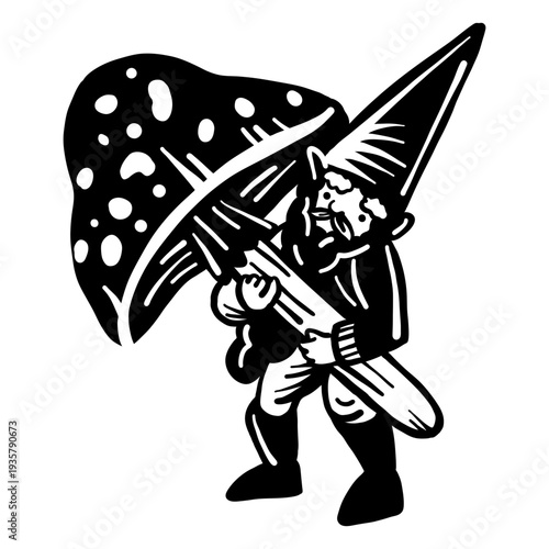 Gnome beard dwarf cap mushroom stroke