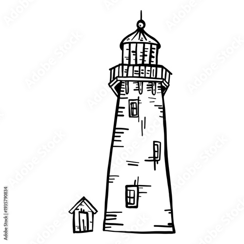 Lighthouse beacon tower hut sketch