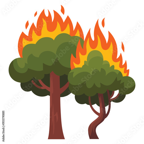 Forest fire cartoon icon vector illustration perfect for environmental disaster awareness wildfire prevention and climate related design themes