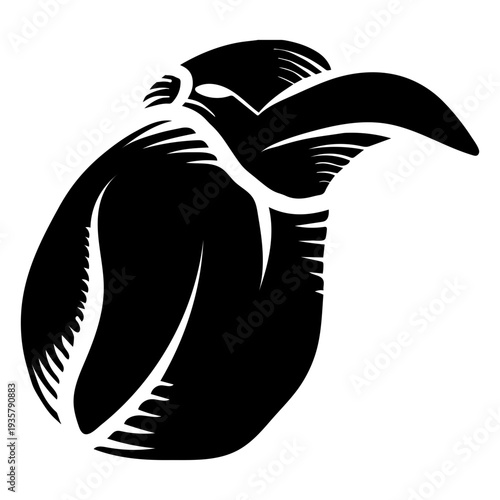 Penguin beak detailed silhouette tattoo