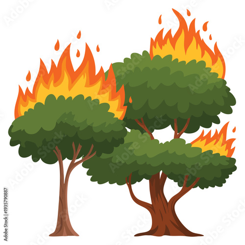 Forest fire vector illustration icon in cartoon design suitable for environmental awareness disaster concept wildfire prevention and nature themes
