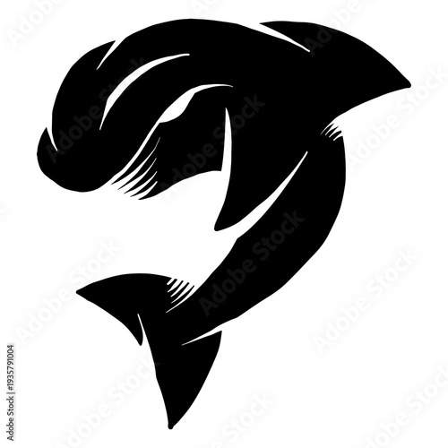 Shark silhouette detailed tattoo