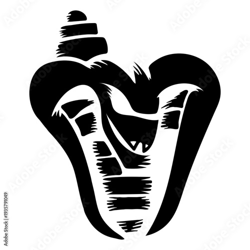 Snake cobra tooth detailed tattoo silhouette