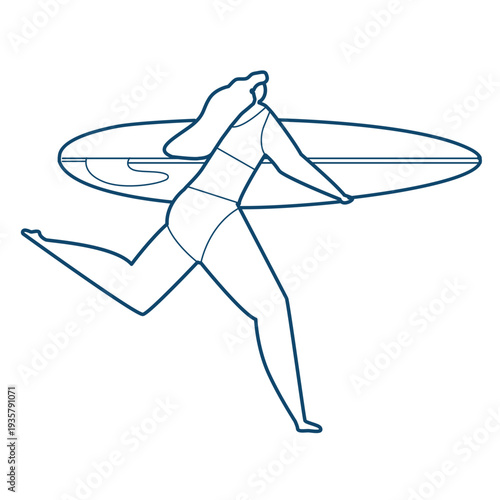 Woman running surfboard stroke