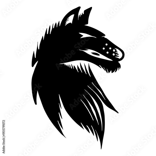 Wolf wool tattoo detailed silhouette