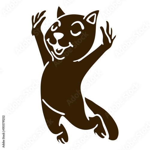 Cat jumping happy detailed silhouette