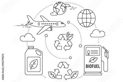 An illustration showcasing the eco-friendly concept of biofuel with various sustainable elements.
