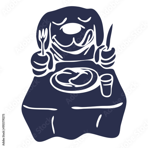 Dog dish table detailed silhouette