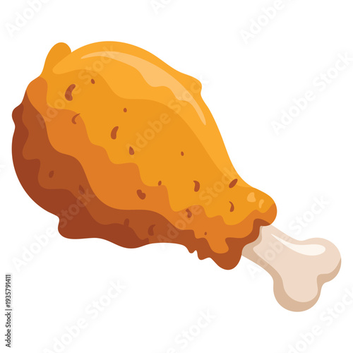 Fried chicken drumstick illustration fast food menu object with crunchy texture and savory taste concept