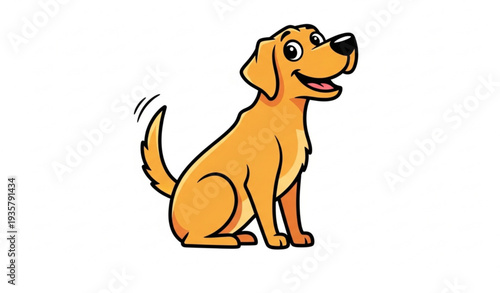 Playful Labrador Retriever Cartoon Vector Illustration Smiling Dog Side View Isolated on White Background
