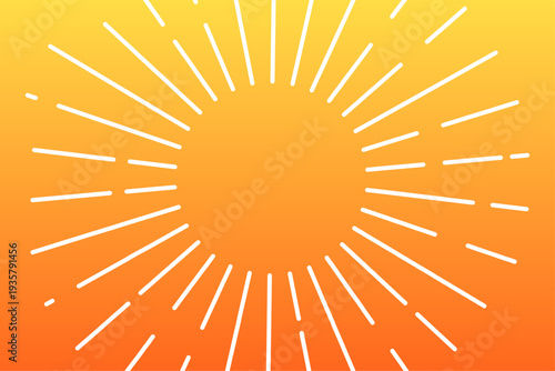 オレンジ グラデーション 放射 光線 シンプル 太陽 抽象 背景 デザイン