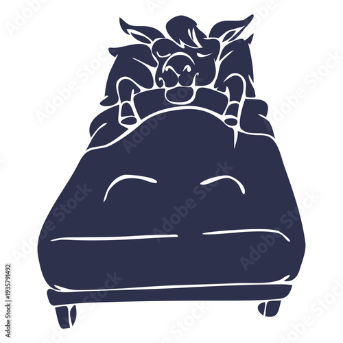 Llama sleeping bed detailed silhouette