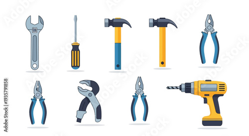 Tools on White Background.