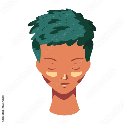 Woman hair short face flat