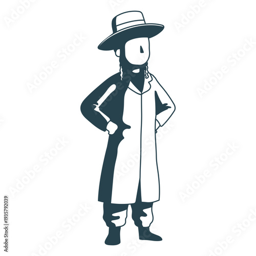 Boy jewish coat hat detailed silhouette