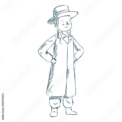 Boy jewish coat hat line