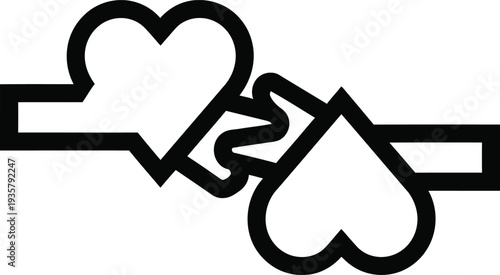 Interlocking hearts illustration showcasing love and connection in a simple design concept wqe reference