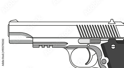 Handgun Side View Illustration.