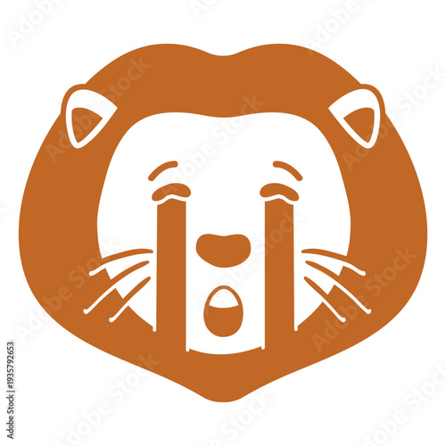 Lion sad head muzzle flat