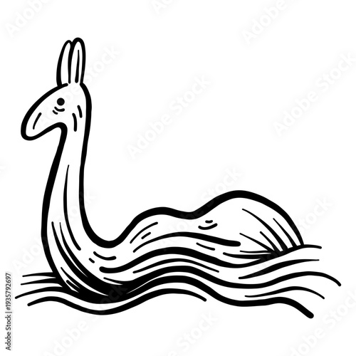 Loch ness monster nessie water stroke