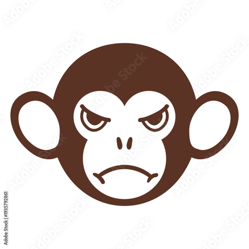 Monkey angry head muzzle flat