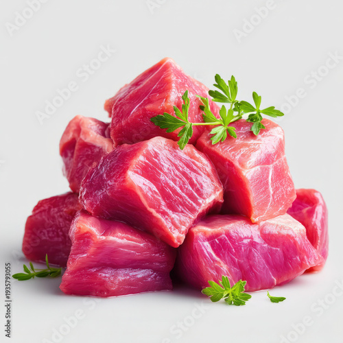 Cubed raw chicken breast is...