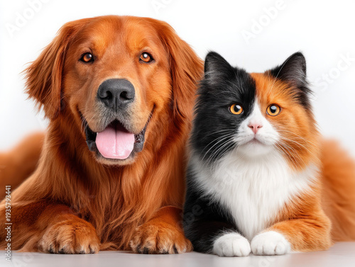 Dog cat white background