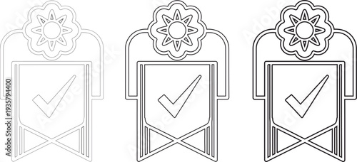 Three identical checklist icons with floral designs
