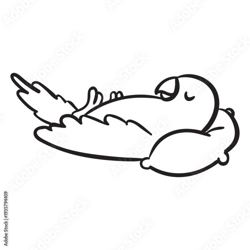 Cute parrot sleeping pillow outline