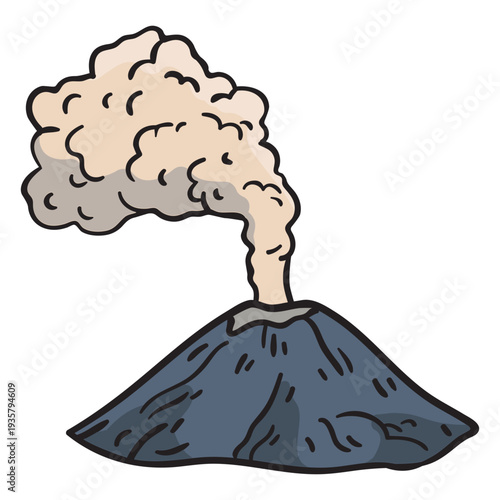 Volcanic eruption hand drawn