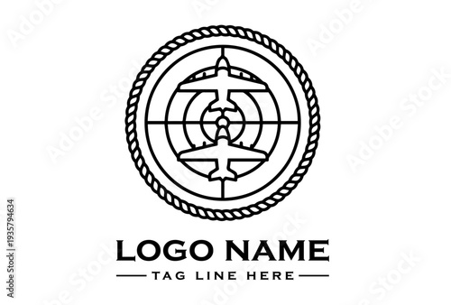 Black and white logo design featuring a joint forces emblem with a rope border on a clean white background.