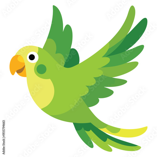 Green small budgerigar cute flying parrot talking realistic budgies domestic birds vector illustration isolated on white background 