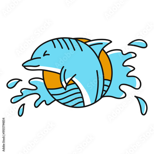 Dolphin water oldschool flat