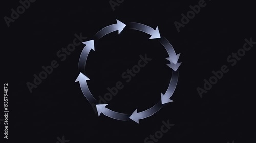 Circular pattern of arrows on a dark background