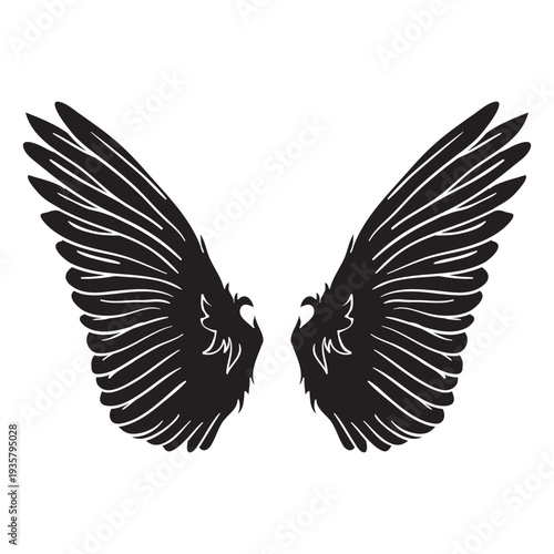 Bird angel wings cut out black