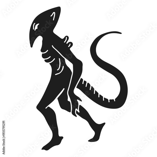 Alien tail monster silhouette